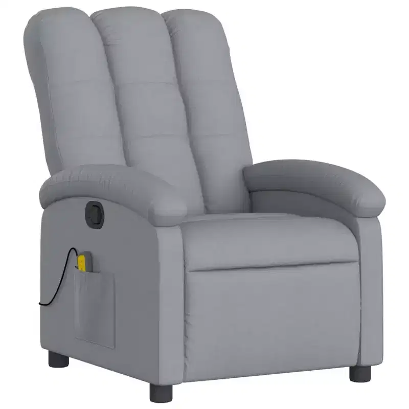 vidaXL Massage Recliner Chair Light Gray Fabric, Metal, Engineered Wood - Light Gray Manual Push Back With Massage