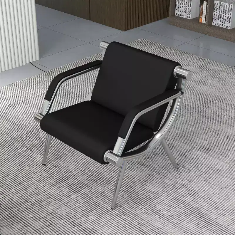 1-seat Waiting Room Chairs -Airport Bank Guest Black PU Leather