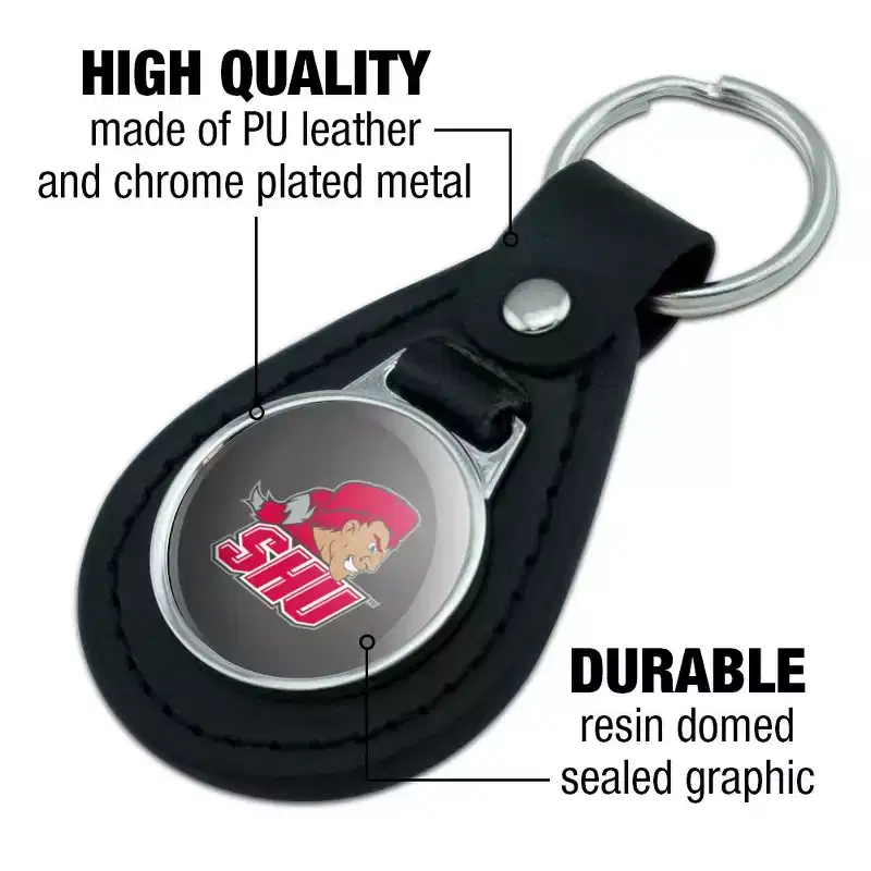Sacred Heart University Secondary Logo Black Leather Keychain
