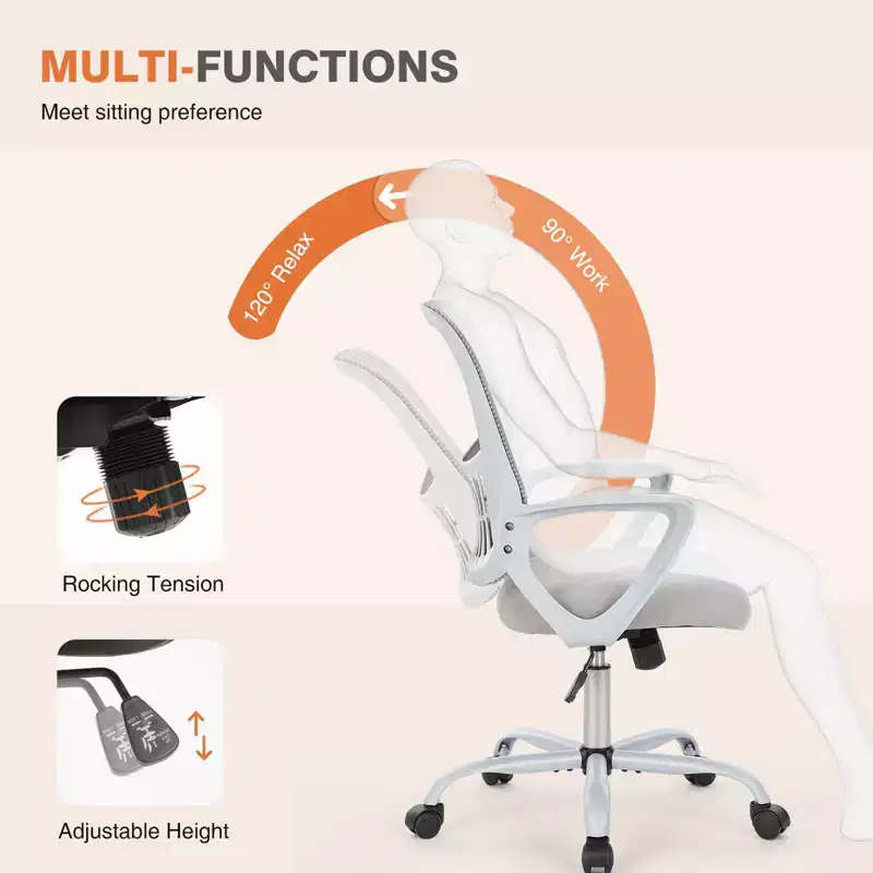 Premium Tall Office Chair, Counter Height, Adjustable Foot Ring Included for Standing Desk Users