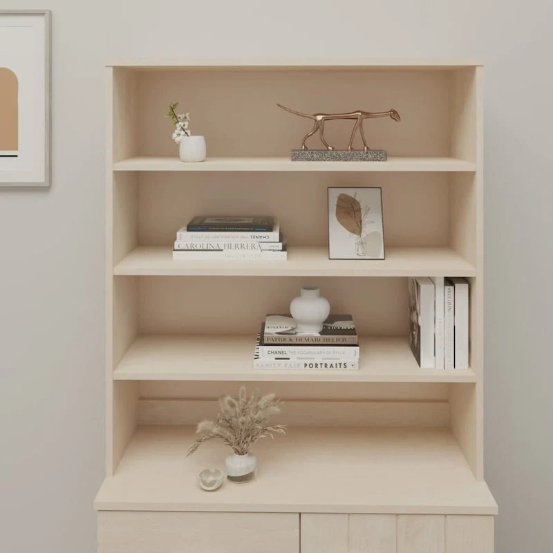Hallway Highboard Cabinet Top with 3 Shelves, Solid Pine Wood, Rustic Style, 35.4L x 11.8W x 39.4H