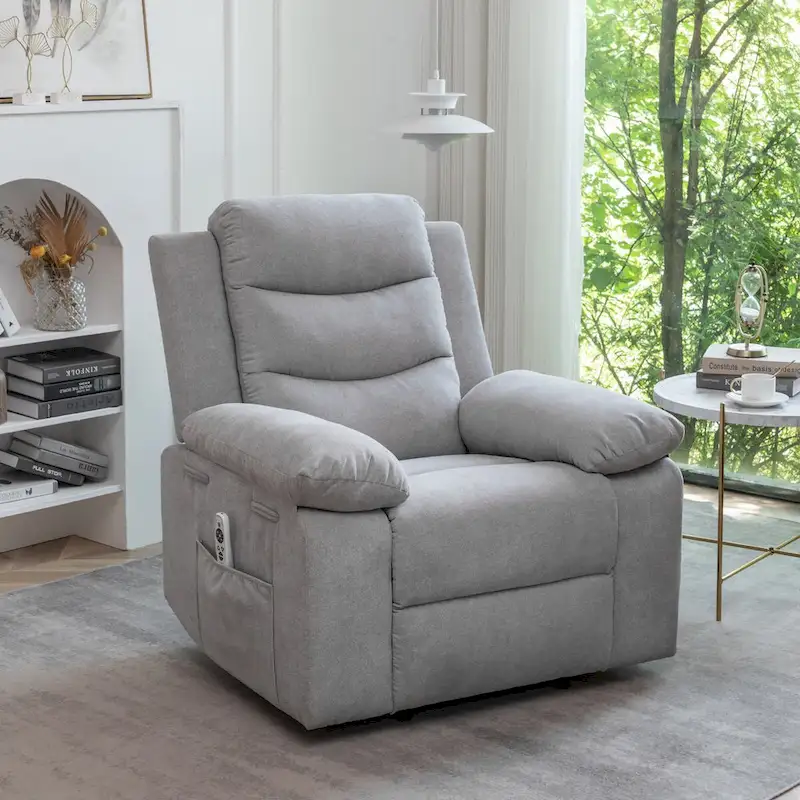 Light Gray Power Recliner Chair for 1