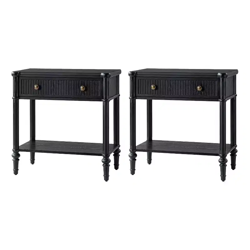Godefroy 26 Tall 1-Drawer End Table Set of 2 | HULALA HOME-WALNUT