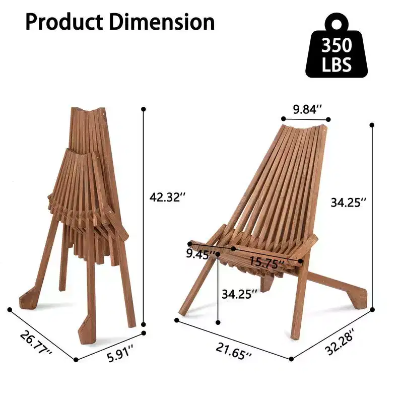 Karl Home |Brown Patio Wood Folding Chair(Set Of 1)