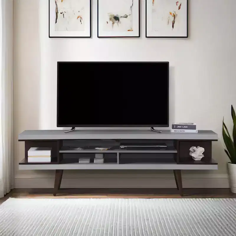 Wood TV Stand 70.87''W with 5 Storage Shelves
