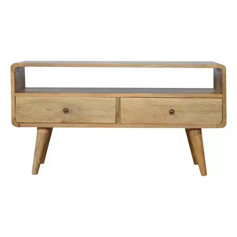 35 Oak Solid Wood Enclosed and Open Storage TV Stand