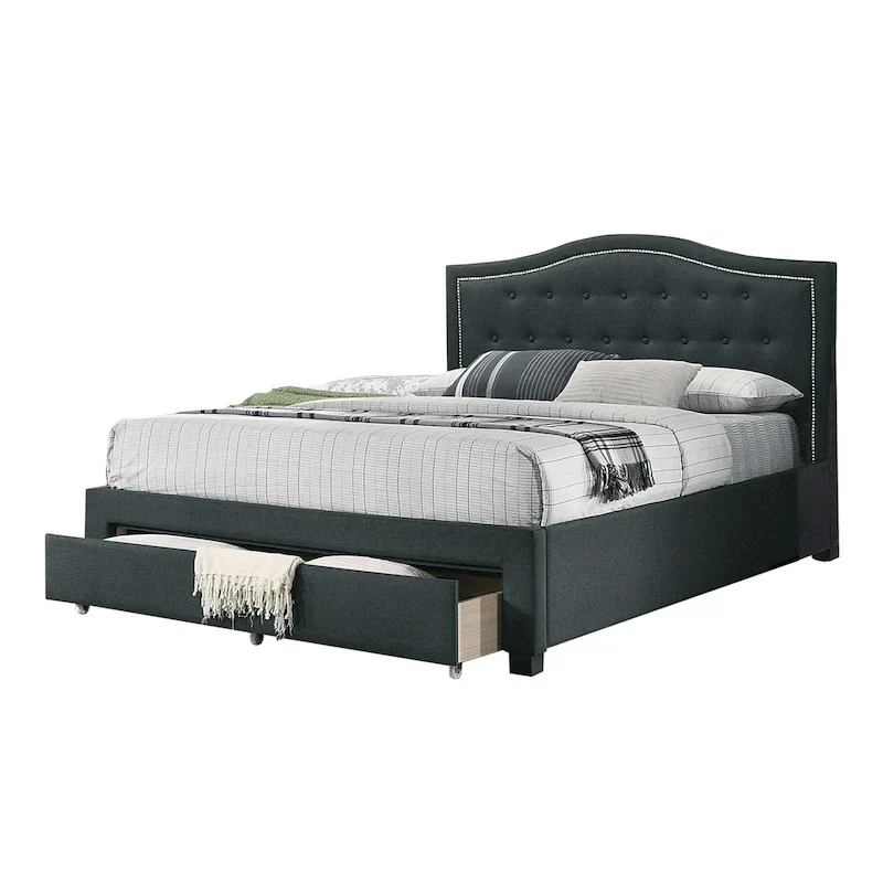 Fully upholstered king-size bed with an under-bed drawer