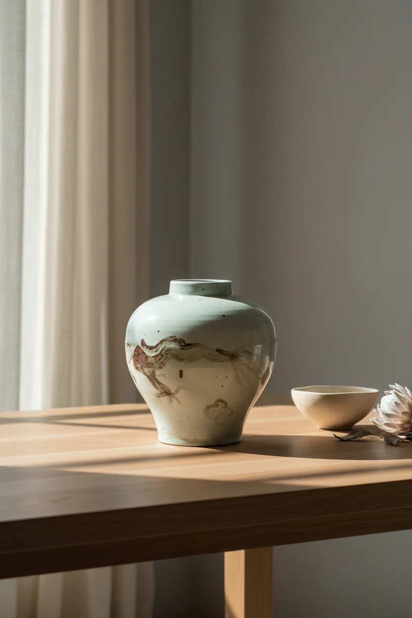 Oriental Ceramic Vase with Dragon Motif in Gray & White Tones for Living Room & Study