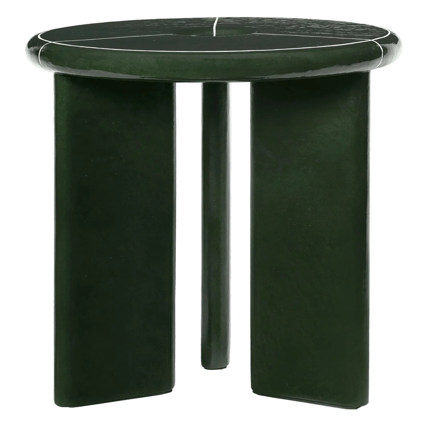 Artisan Fibre Concrete Side Table with Glazed Segmented Top for Indoor & Outdoor Spaces