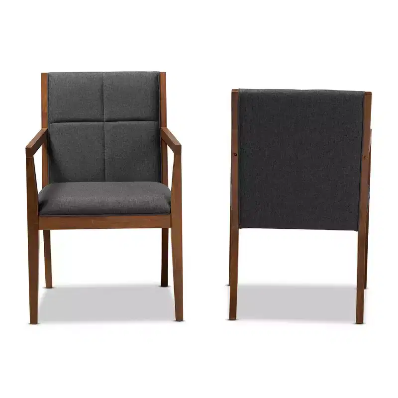 Set of 2 Theresa Fabric Upholstered Wood Living Room Accent Chair - Baxton Studio