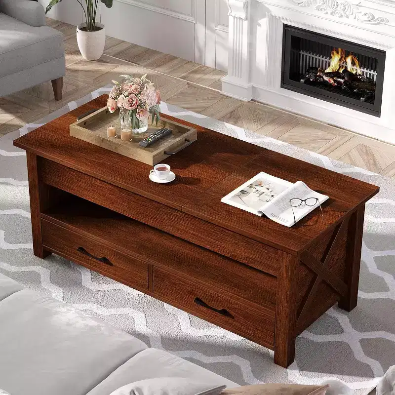 Wood Coffee Table - Adjustable Coffee Table, Height Adjustable Coffee Table, Modern Coffee Table, Stylish Coffee Table