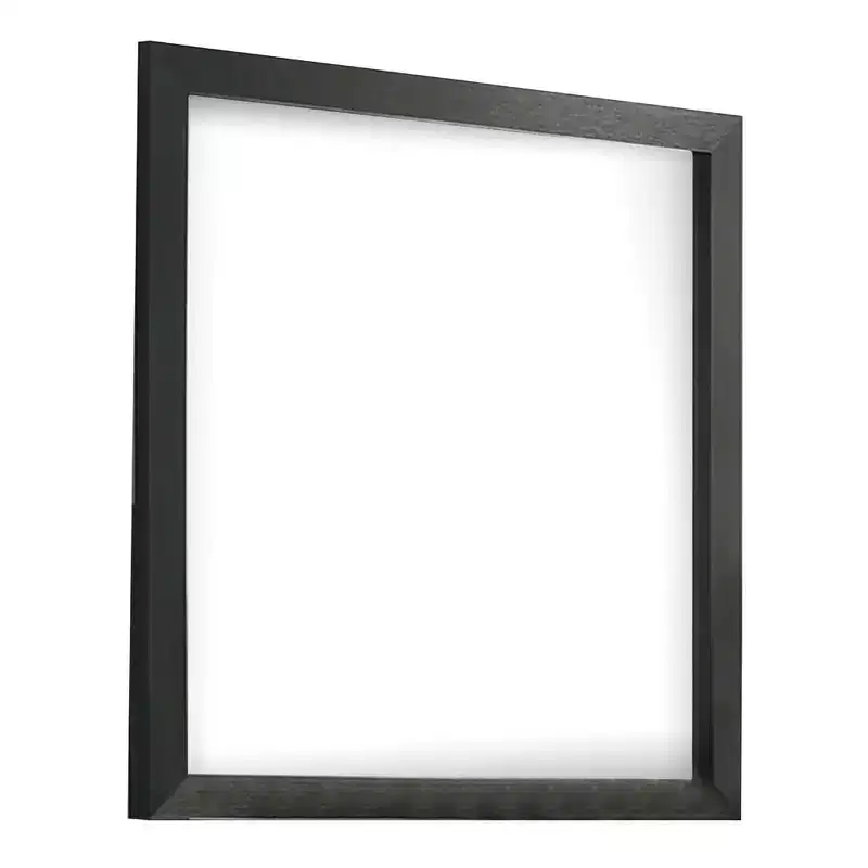 Royal Hampton Dresser Mirror, Beveled Glass, Black Wood, 40 Inch Square