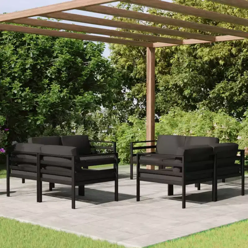vidaXL Patio Lounge Set Outdoor Sectional Sofa Set Table Aluminum Anthracite