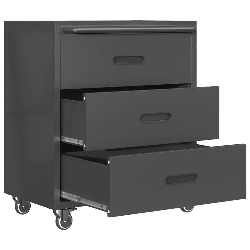 Heavy-Duty Metal Storage Cabinet with Wheels, 3 Drawer Tool Cabinet for Garage, Office, and Home Organizer Solutions