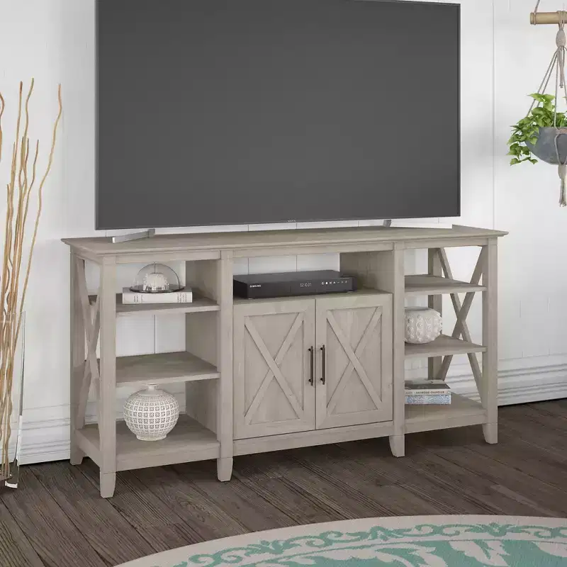 Key West Tall TV Stand for TVs up to 70" Washed Gray - Bush Furniture