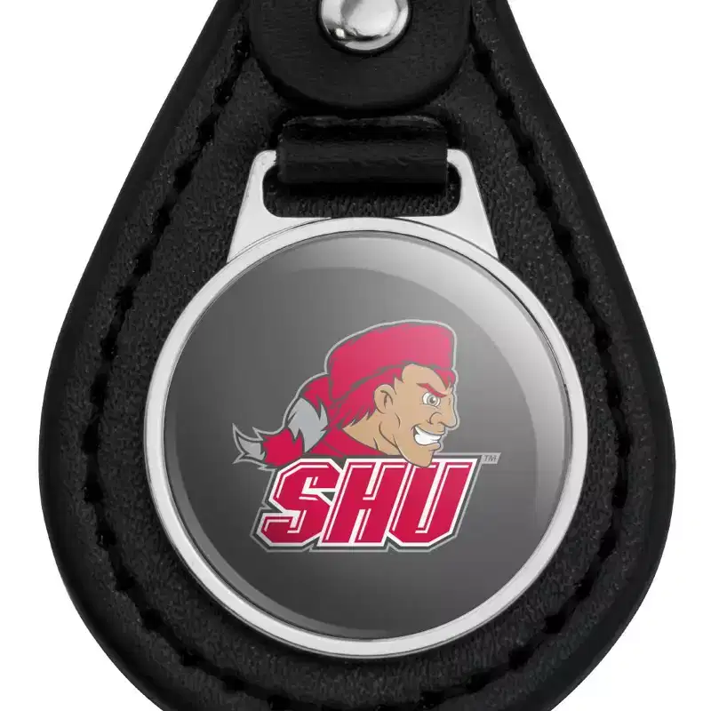 Sacred Heart University Secondary Logo Black Leather Keychain
