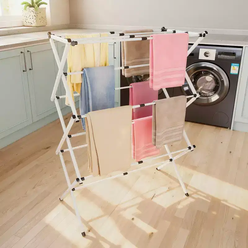 Folding Clothes Drying Rack Portable Laundry Dry Rack Multi-Level Towel Hanger Stand White