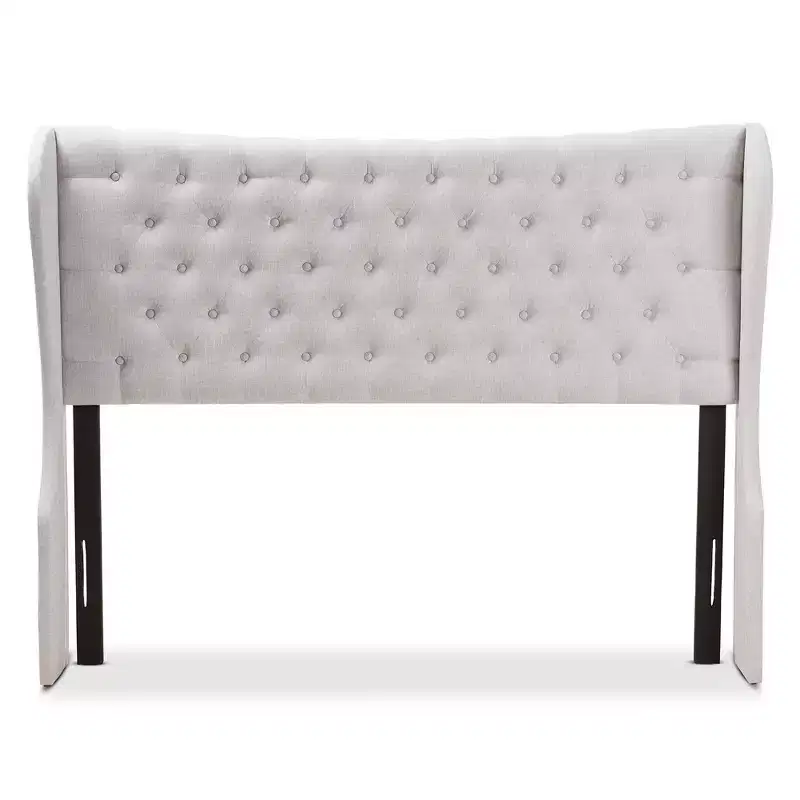 Cadence Modern and Contemporary Fabric Button Tufted Winged Headboard Gray - Baxton Studio