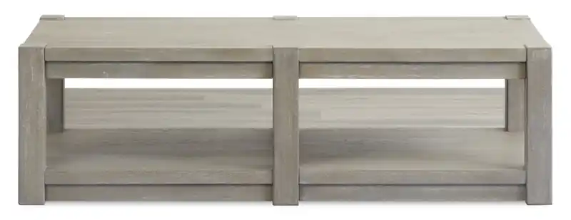 60 Contemporary Solid Wood Coffee Table with Shelf and Casters - Calico Grey