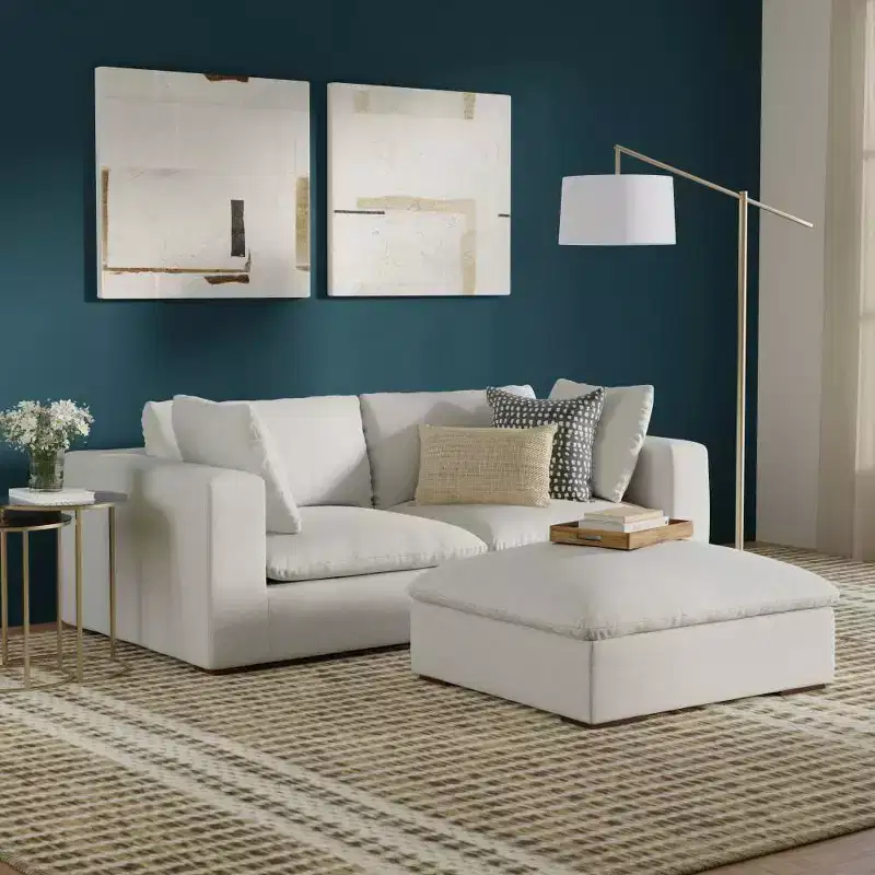 2-Seater Sofa and Ottoman, Cloud Gray