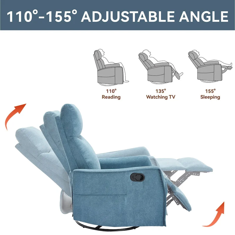 360 Swivel Rocker Recliner Chair with Massage and Lumbar Heating