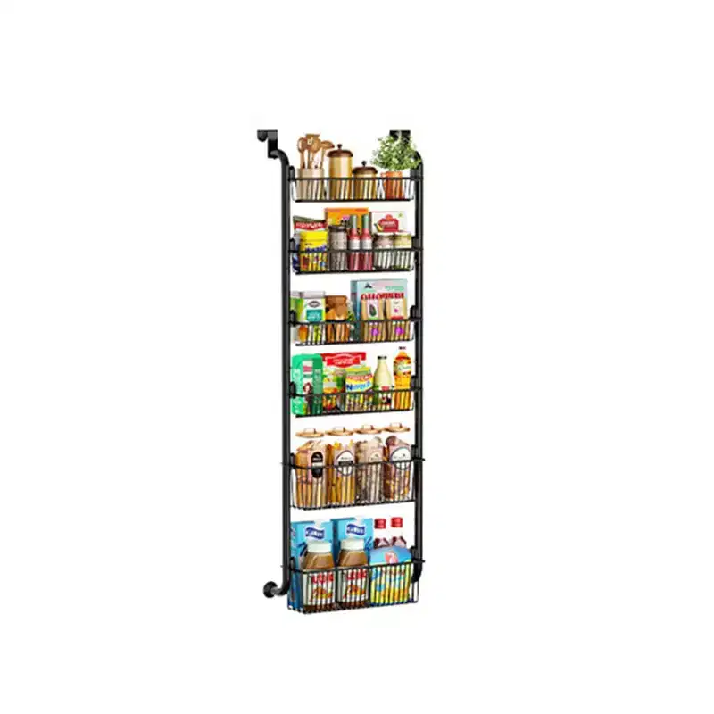 Over The Door Organizer, 6-Tier Metal Pantry Organization, Over Door Hanging Organizer With Adjustable Baskets For Home Kitchen Laundry Room