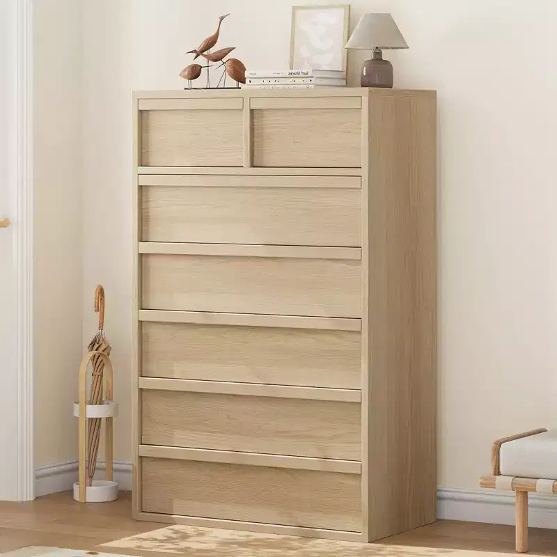 Garvee 7 Drawer Dresser for Bedroom, Natural 7 Chest of Drawers Tall with Concave Handles, Wooden Dresser Organizer for Living Room Nursery Entryway