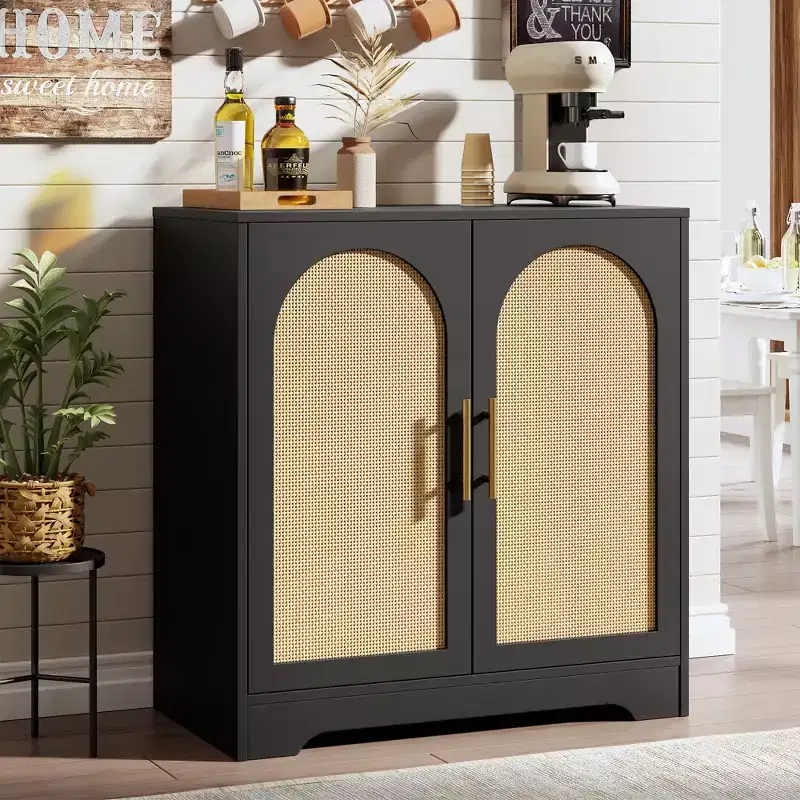 30 Rattan Sideboard Buffet Cabinet, Modern Console Table for Living Room, Kitchen, Hallway, Dining Room, Entryway
