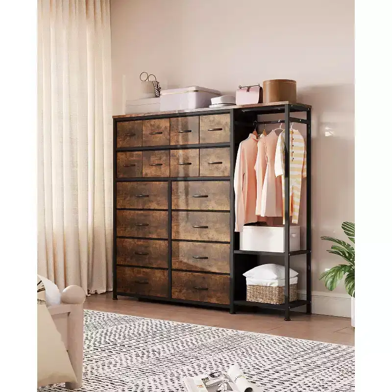 16-Drawer Clothes Rack  Freestanding Wardrobe Organizer with Shelves for Bedroom Storage