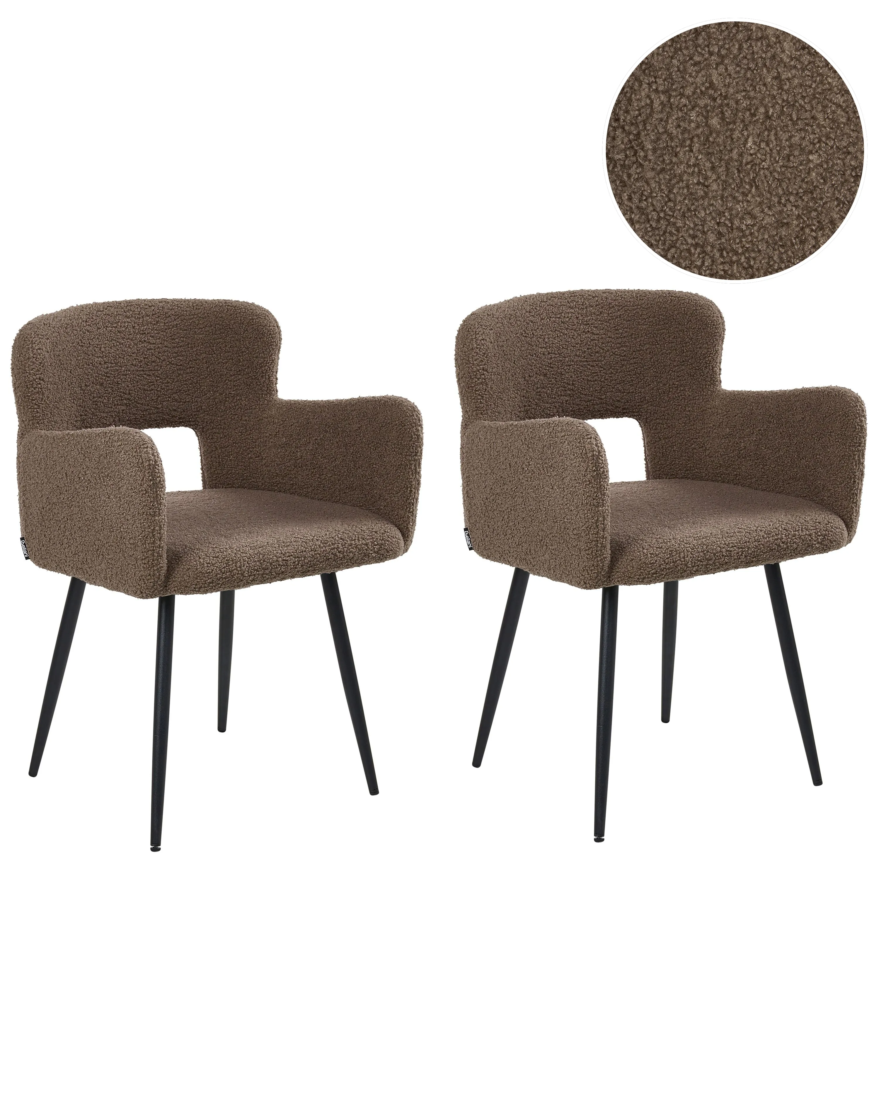 Set di 2 sedie da pranzo Bouclé Marrone