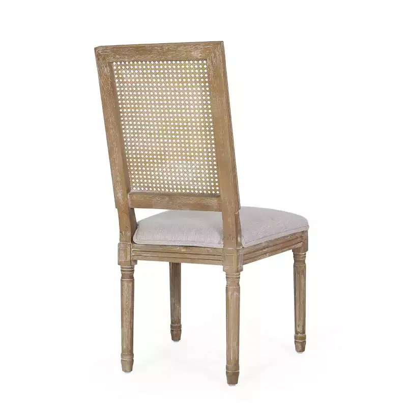of 4 French Country Wood and Cane Upholstered Dining Chairs