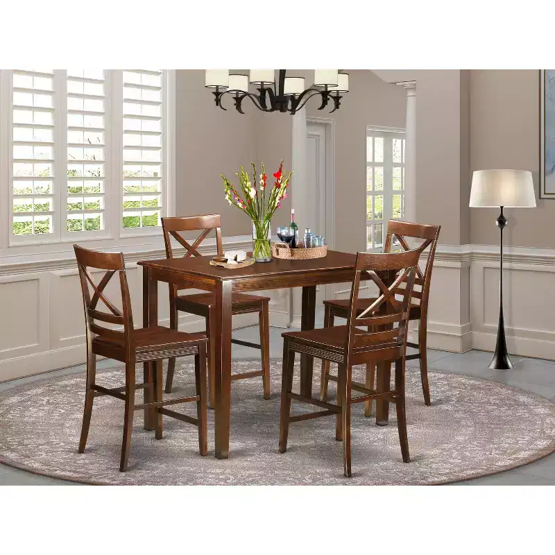 Rubber Wood Counter Height Dining Set Transitional Style 135