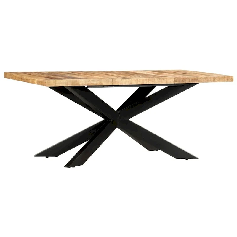 Solid Wood Dining Table with Steel Frame