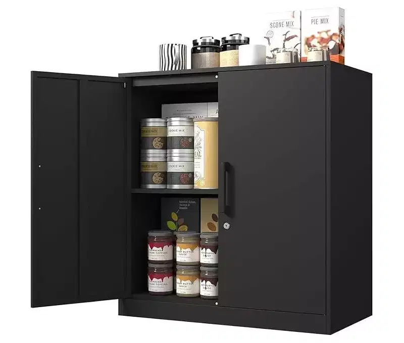 Metal Wall Cabinet,Black Wall Cabinet with 2 Doors,Hanging Cabinets with Handle,for Garage, Home, Office