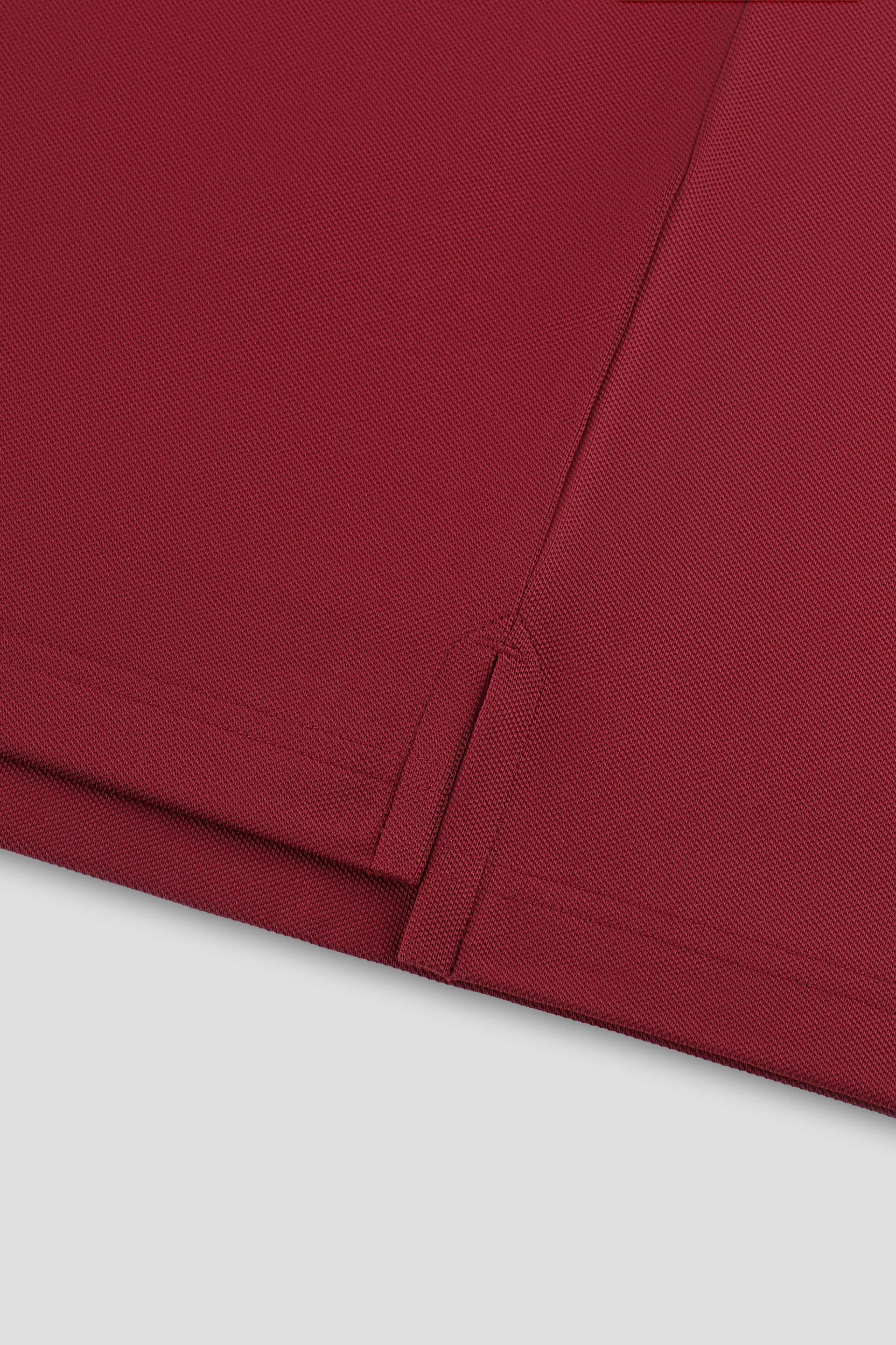 Pique Tipped Polo – Burgundy