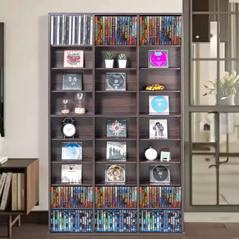 VEVOR Media Storage Cabinet, 9-layer DVD Shelf Holds up to 756 CDs, Adjustable CD Shelves 27 Compartments, Protects & Organizes Music, Movie