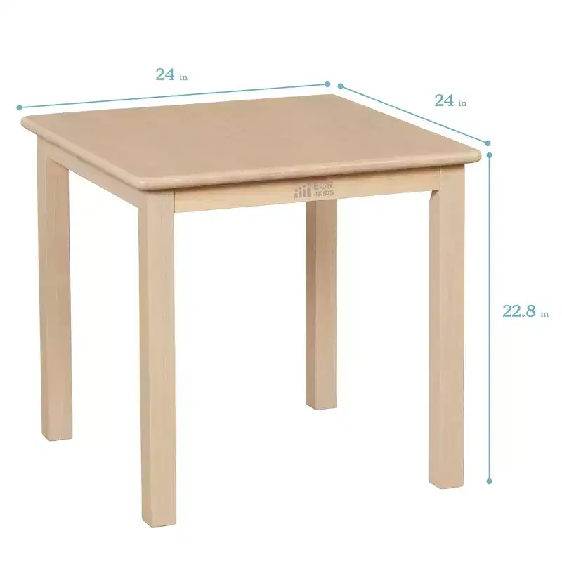 ECR4Kids 24in x 24in Hardwood Table and Two 12in Chairs, 3-Piece