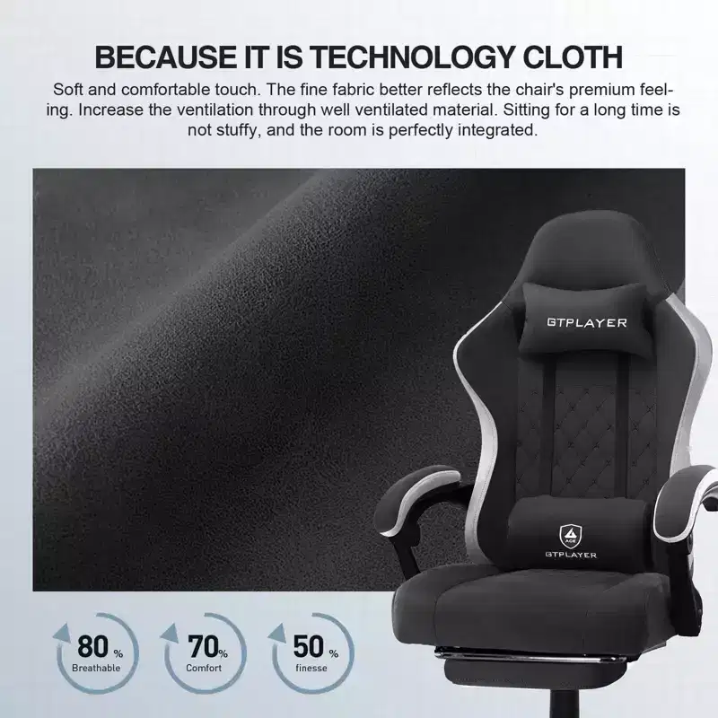 GTPLAYER Gaming Chair Fabric Office Chair with Linkage Armrests Ergonomic Computer Chair