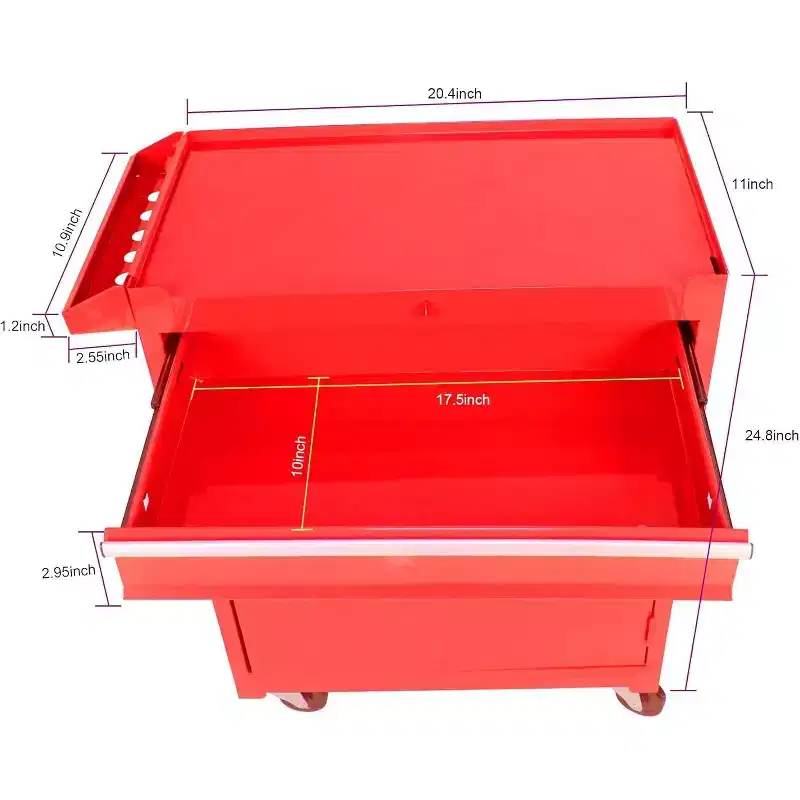 Heavy-Duty 5-Drawer Tool Chest, Rolling Metal Cabinet with 4 Wheels, Adjustable Shelf Storage, 100KG Capacity for Workshop Garage