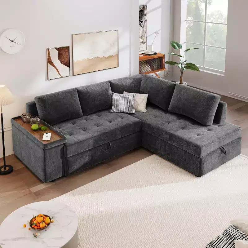 91.5W Sectional Sofa Couch, Pull Out Sofa Bed with Storage Armrest -Christopher Knight Home