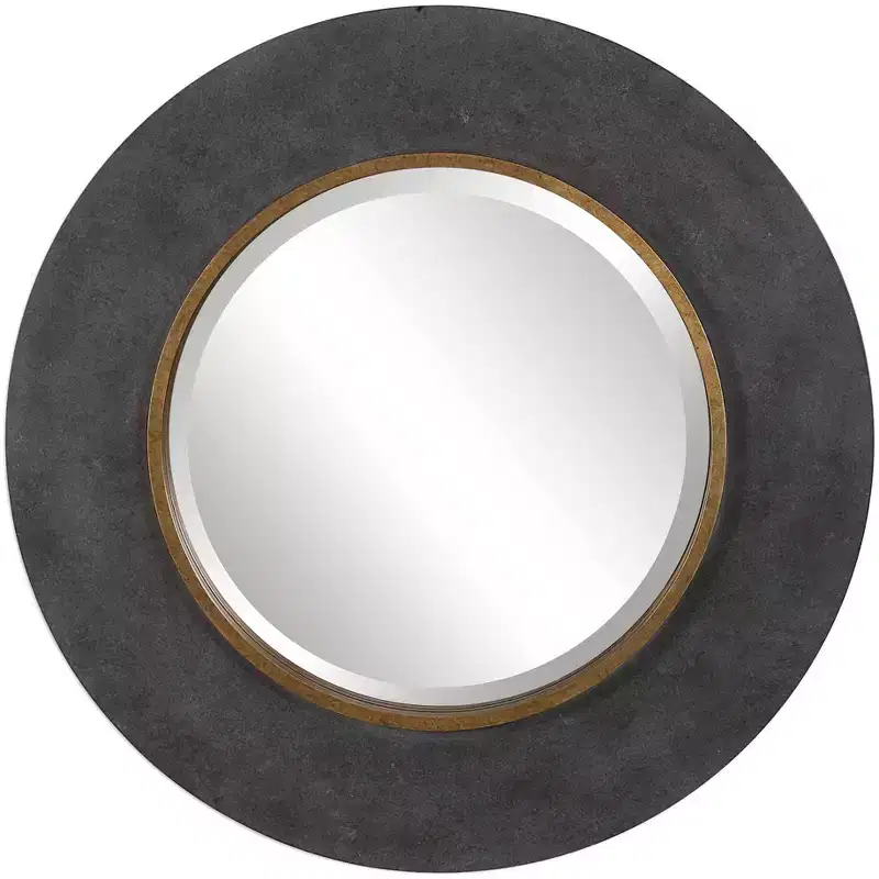 Uttermost Saul Charcoal Concrete 30 Round Wall Mirror