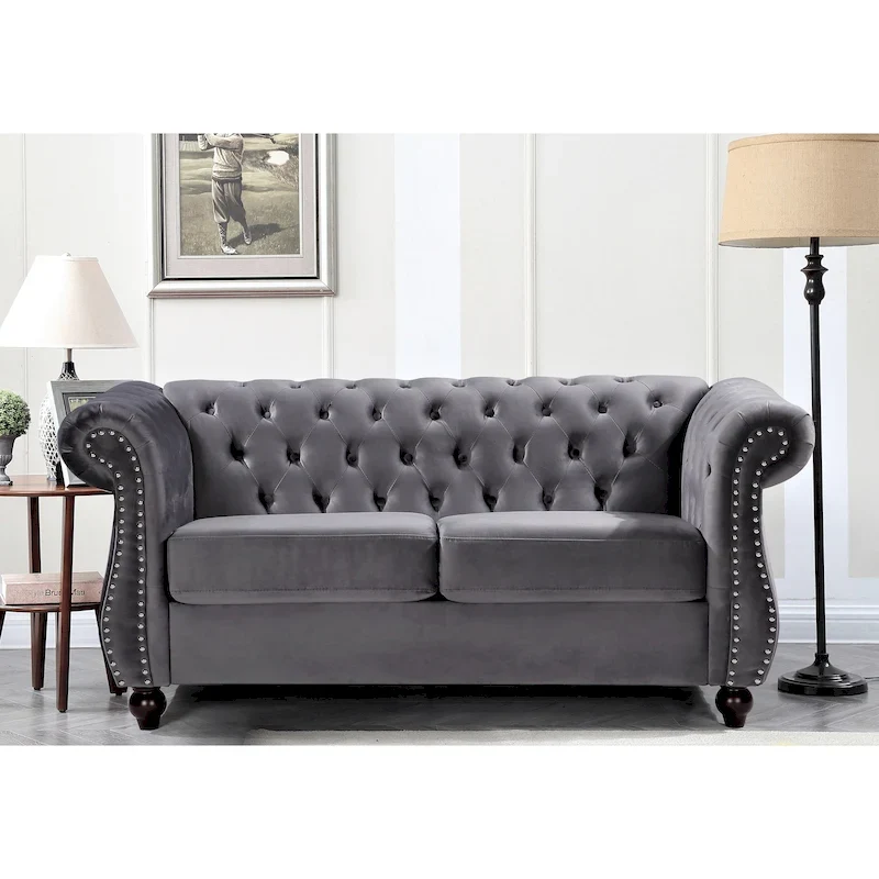 Velvet Chesterfield Loveseat