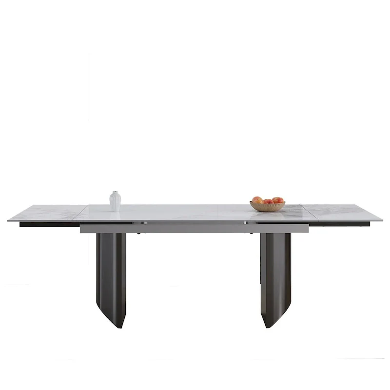 9-Piece Extendable Dining Table Set with 8 Upholstered Chairs