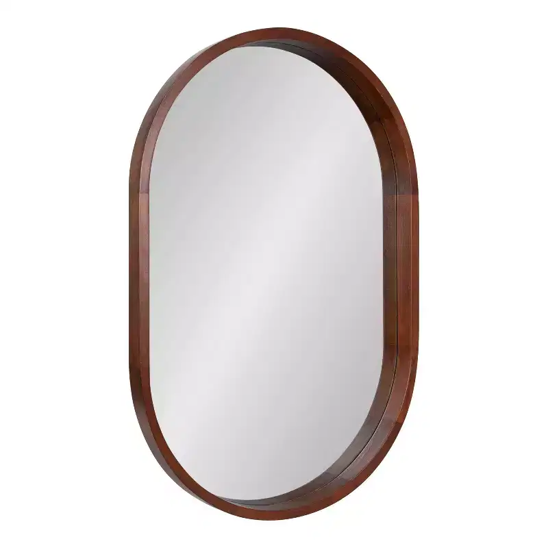 Wood Capsule Mirror, 24x36, Walnut Brown