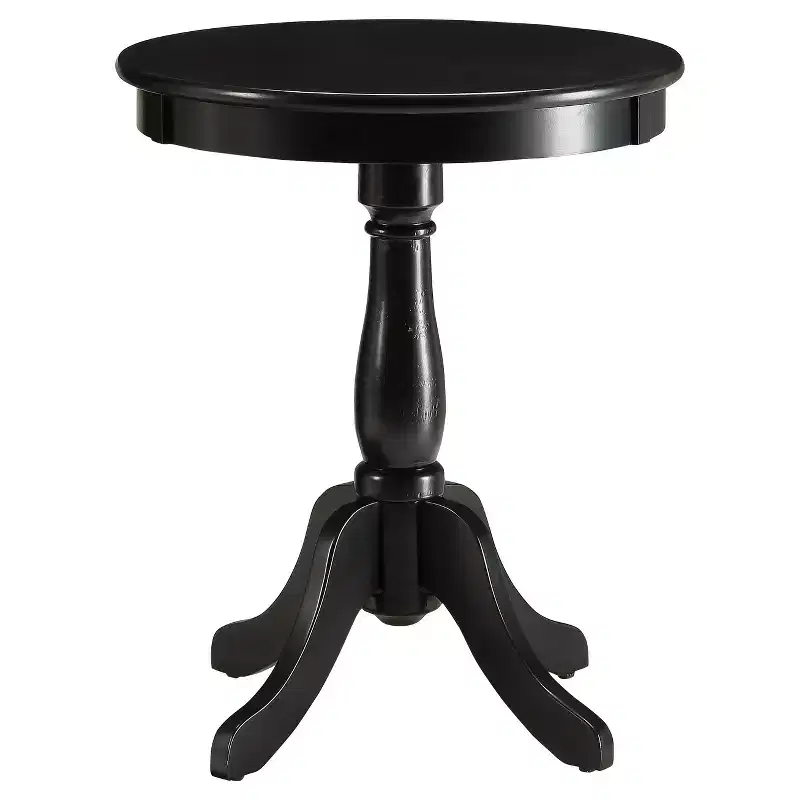 Round Cottage Style Pedestal Side Table Black