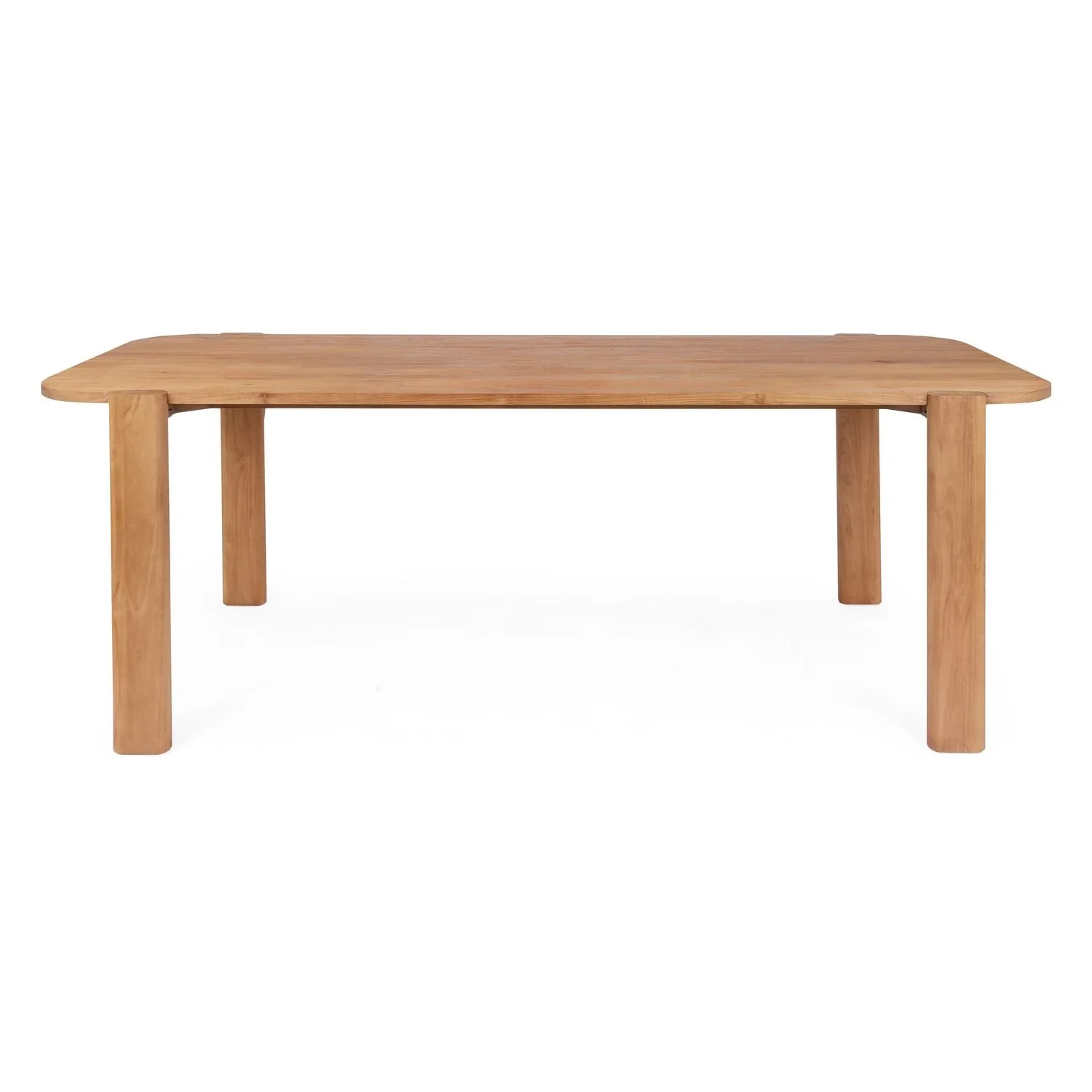 Retro-Modern Reclaimed Teak Dining Table with Solid Turned Legs for Dining Rooms