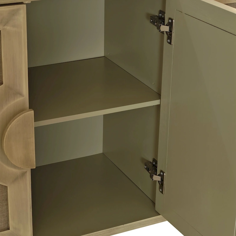 59.84Elegant Vintage 4-Door Cabinet with Linen Decorated Doors