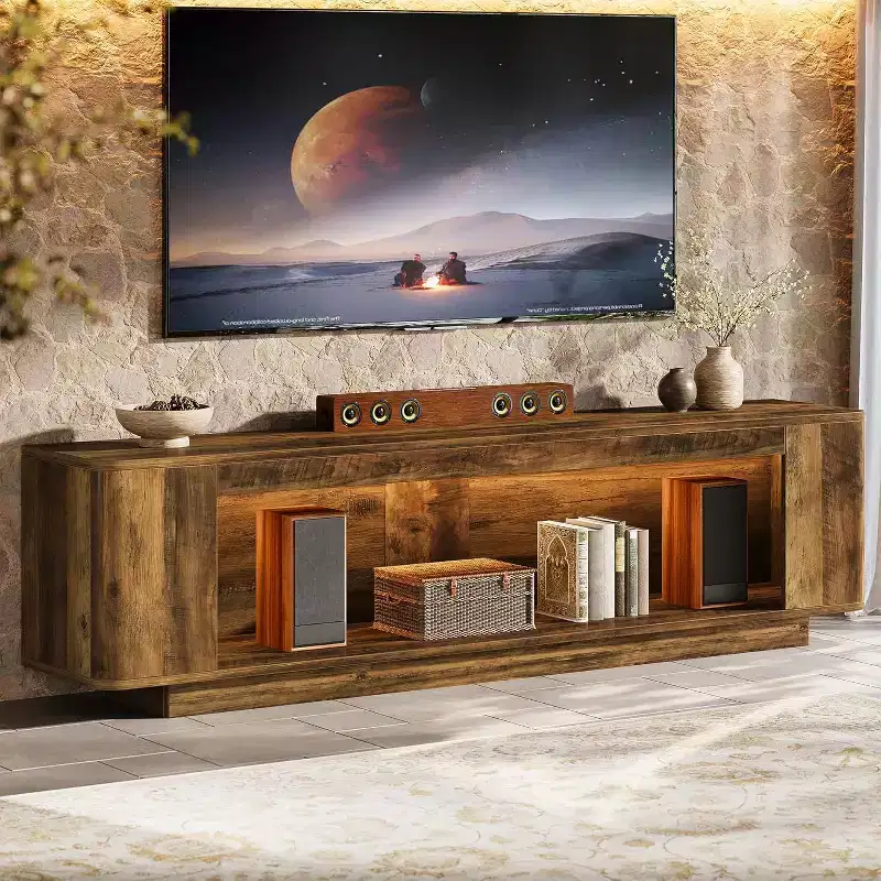 Lantine 70.9-Inch TV Stand, Media Console Entertainment Center for 65/70/75/80-Inch TVs, Television Console Table for Living Room