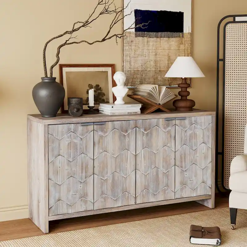 Accent Cabinet Farmhouse Style Wooden Cabinet Sideboard Buffet