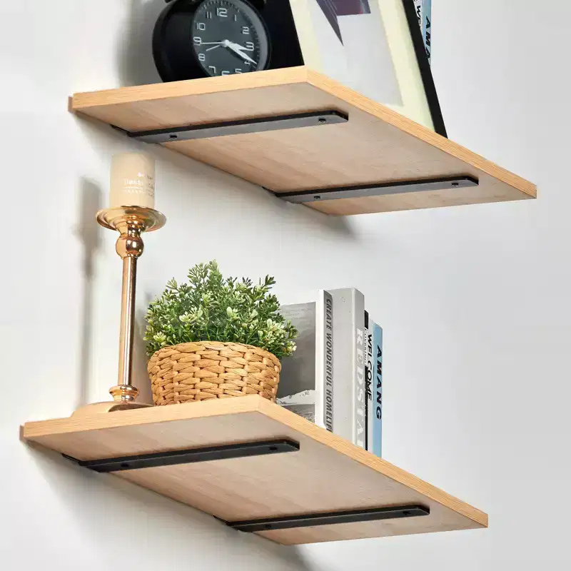 VEVOR Shelf Bracket,8L x 4W x 1.6H 6 Pcs,Heavy Duty Floating Shelf Brackets,Brackets for Shelves,5mm Thick Matte Black L Shelf Bracket,Black